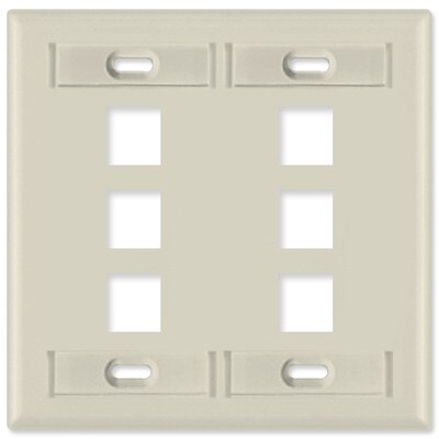 Leviton QuickPort Wallplate, 2-Gang, 6-Port (with ID Window), Light Almond